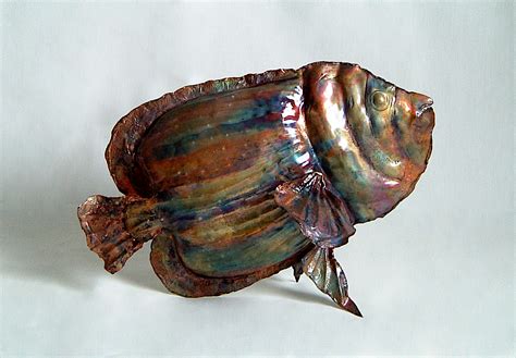 Emily Stone Copper Fish Emporor Angel Sculpture Copper Creatures