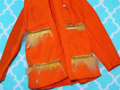 Barbie Doll Clothing Fur Sighted Orange Coat Tlc 1796 Ebay