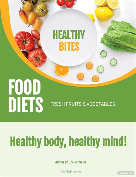 Healthy Food Diet Flyer Template Free  Illustrator Indesign