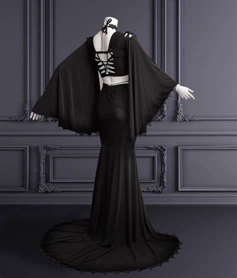 Akasha Slashed Dress Morticia Addams Black Gothic Etsy