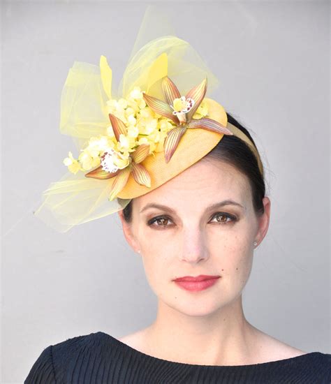 fascinator hat wedding fascinator yellow fascinator derby etsy