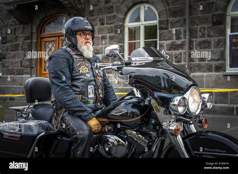 Portrait Of Senior Man Member Of The Harley Davidsons Motorcycle Club