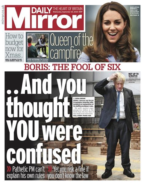 Daily Mirror Front Page 30th Of September 2020 Tomorrows Papers Today