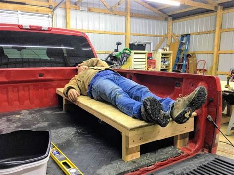 Gzl 300 fits mid size trucks : Jack trying out the bed platform in the truck shell camper ...