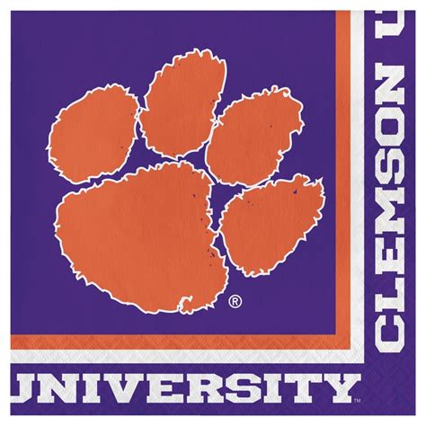 20ct Clemson Tigers University Napkins Clemson University Sports