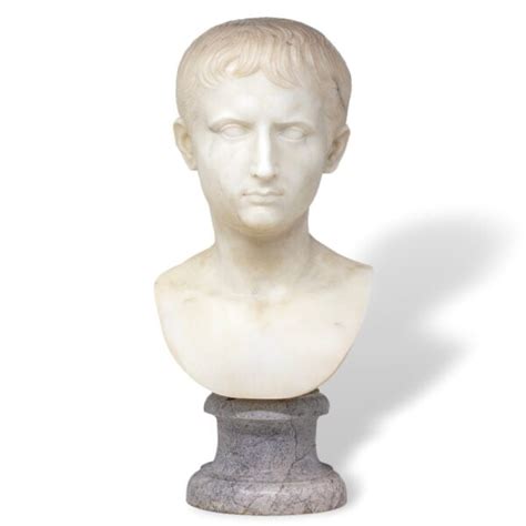 Italian Carrara Marble Bust Augustus Caesar Jacksons Antique