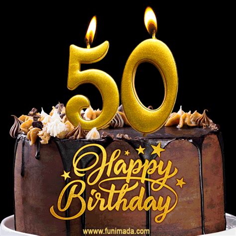 50 Birthday Chocolate Cake With Gold Glitter Number 50 Candles 