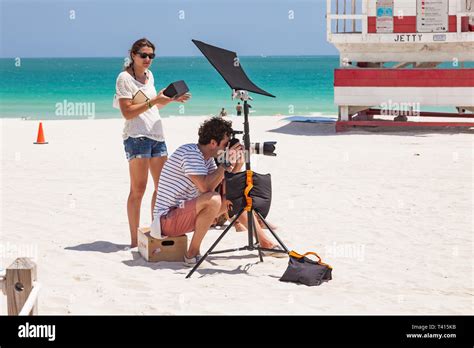 Miami Usa April Photographer And His Assistant At