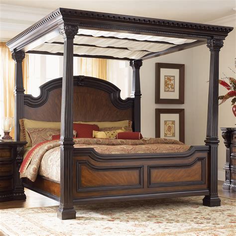 Grand Estates King Canopy Bed W Fluted Posts By Fairmont Designs