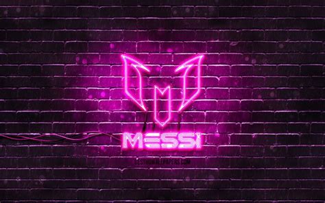 Download Wallpapers Lionel Messi Purple Logo 4k Purple