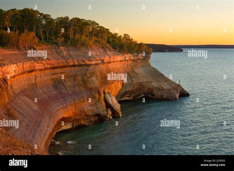 Sunset Along The Cliffs Of Pictured Rocks National Lakeshore In