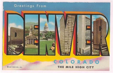 Denver Large Letter Greetings Vintage Postcard Colorado Card Etsy