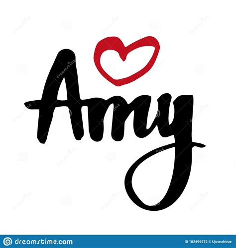 Female Name Drawn By Brush Hand Drawn Vector Girl Name Amy Stock