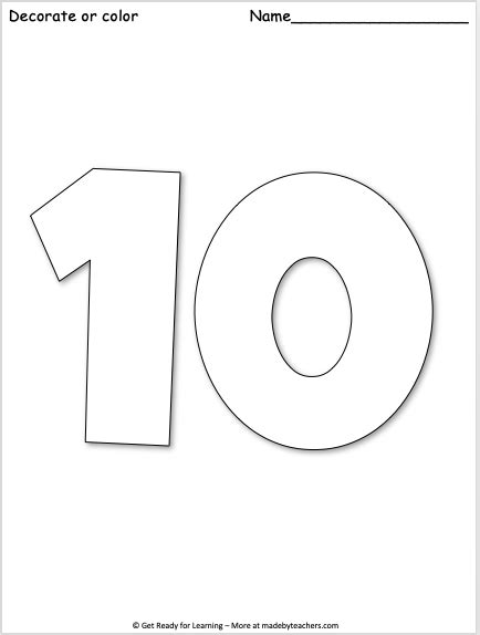 Giant Number 10 Coloring Page Made By Teachers