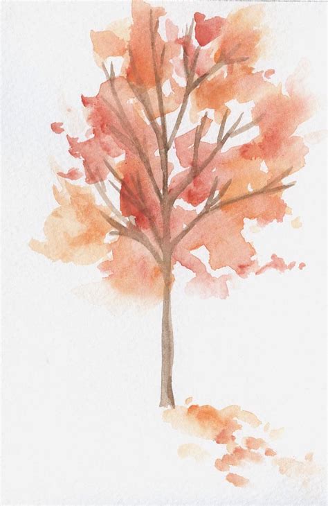 Fall Tree Original Watercolor 5x7 2000 Via Etsy Fall Tree