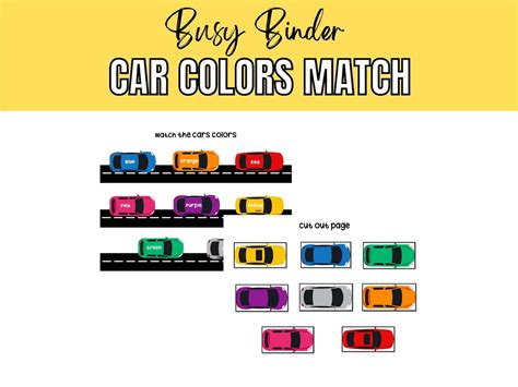 Busy Binder Color Match Up Learning Colors Colors Printable Etsy