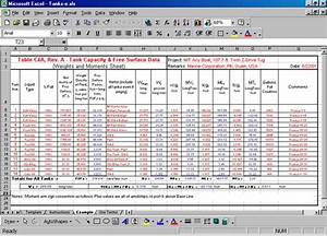 Tank Summary Spreadsheet English Units