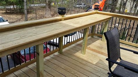 Start by measuring area and cutting 2 x 12 board to size. outside bar railing - Google Search | Decks backyard, Cool ...
