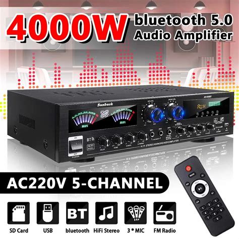 Sunbuck 4000w 5ch Lcd Display Home Theater Amplifier 12v Bluetooth Home