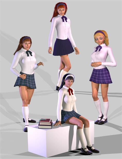 nerd and preppie schoolgirls for a4v4 3d models and 3d software by daz 3d