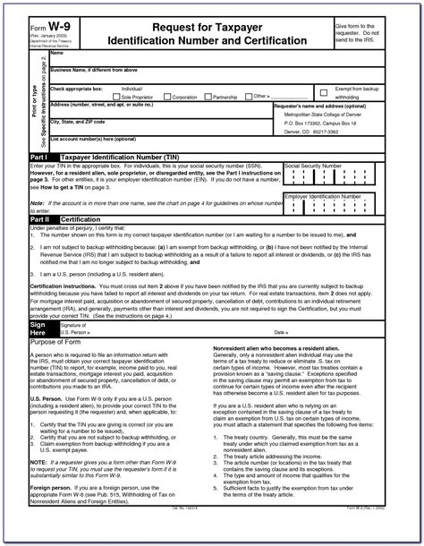 Form W9 Blank 2020 Calendar Template Printable