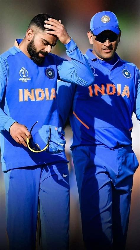 Dhoni And Virat Kohli In Indian Jersy Dhoni And Virat Kohli Indian Jersy Hd Phone Wallpaper