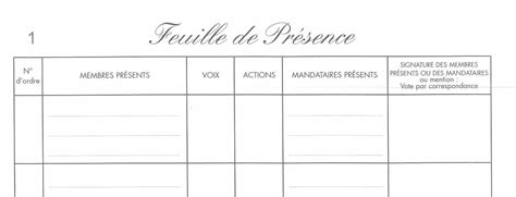 Exemple Feuille De Presence Assemblee Generale Sarl Document Online