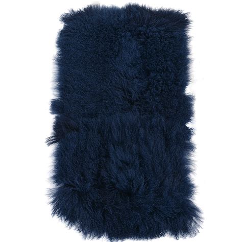 Mongolian Lamb Fur Rug Blue Curly Hair