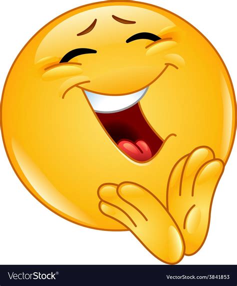 Clapping Cheerful Emoticon Royalty Free Vector Image Excited Emoji