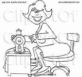 Sewing Woman Cartoon Vector Lineart Seamstress Happy Illustration Dress Djart Clipart Royalty 2021 sketch template