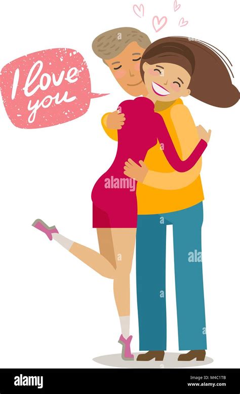 Cartoon Couple Hugging