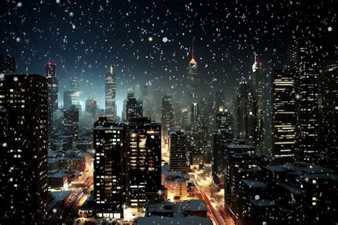 Premium Ai Image Winter City Lights