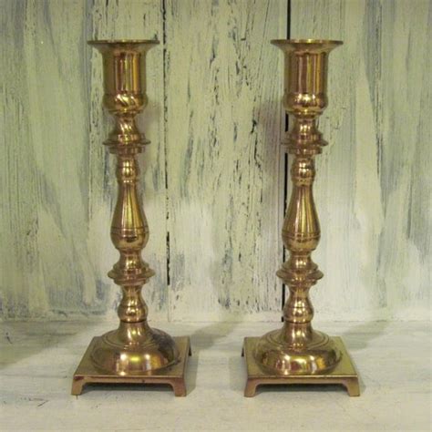 Vintage Brass Pillar Candle Holder Set Of By Htartcraftandvintage