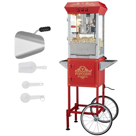 Vevor Popcorn Popper Machine 8 Oz Popcorn Maker With Cart 850w 48 Cups