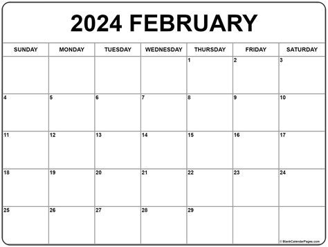 2024 February Calendar Template Blank 2024 Calendar With Week Numbers