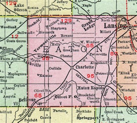 Eaton County Michigan 1911 Map Rand Mcnally Charlotte Eaton