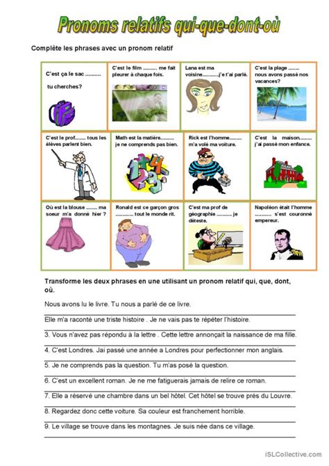 Pronoms Relatifs Guide De Grammaire Fran Ais Fle Fiches Pedagogiques Pdf Doc