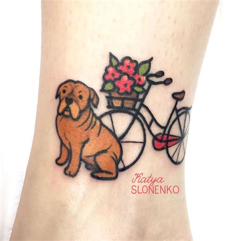 Bulldog And Bike Tattoo