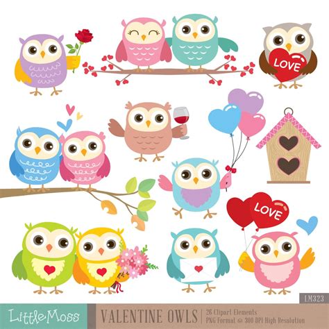 Valentine Owls Digital Clipart Digital Clip Art Clip Art Valentines