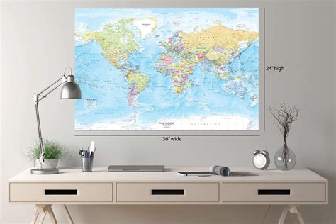 Buy Large Blue Ocean World Wall Map 36x24 Detailed Wo Vrogue Co