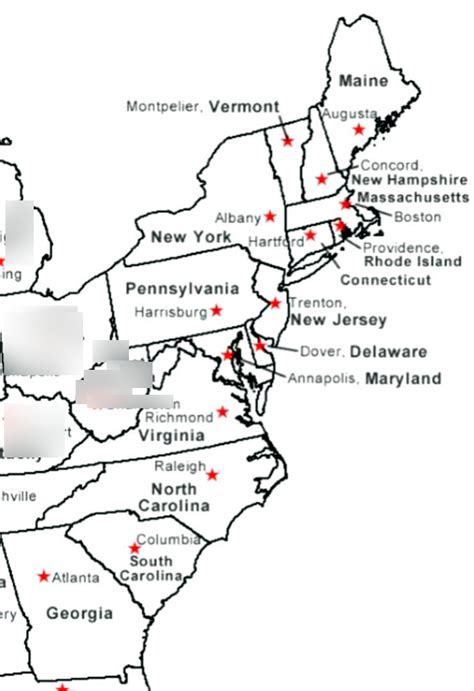 States And Capitals East Coast Diagram Quizlet