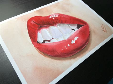 Juicy Lips Painting Original Watercolor Art Fashion Wall Art Etsy