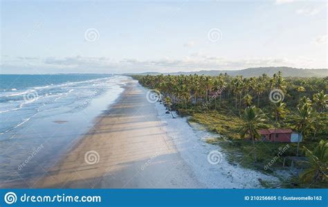 Drone Aerial View Of Deserted Tropical Beach In Ilheus Bahia Brazil