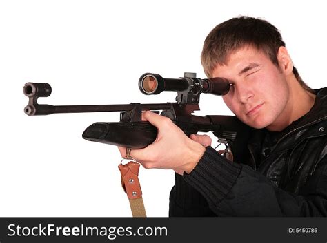 Young Man To Aim From Sniper Gun Free Stock Images And Photos 5450785
