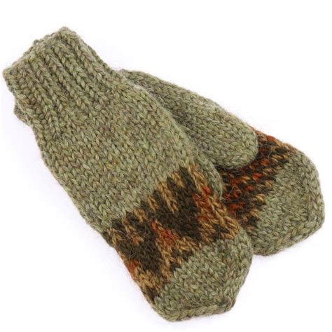 Handknit Icelandic Wool Mittens Green