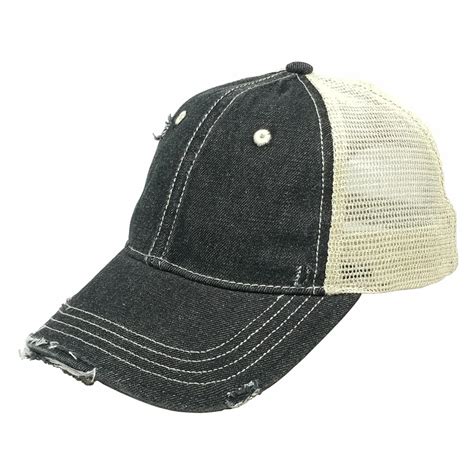100 Cotton Washed Distressed Denim Baseball Mesh Hats Trucker Cap Buy