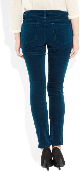 J Brand Mid Rise Corduroy Skinny Jeans In Blue Teal Lyst