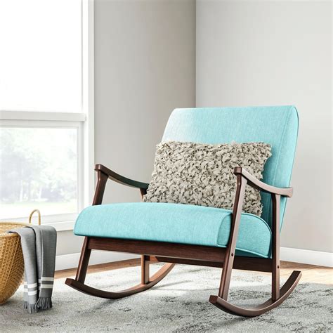 20 Ideas Of Wooden Rocking Chairs With Fabric Upholstered Cushions White
