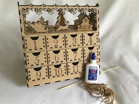 Laser Cut Wooden Mdf Advent Calendar With 24 Drawers Etsy