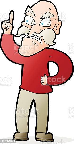 Cartoon Old Man Laying Down Rules Stock Illustration Download Image